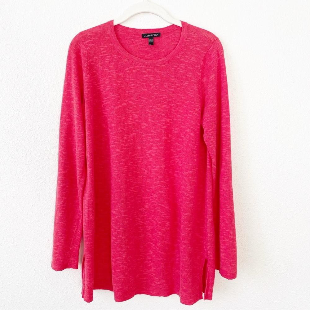Eileen Fisher Organic Linen Cotton Sweater Poppy Red Size XS Coastal Colorful